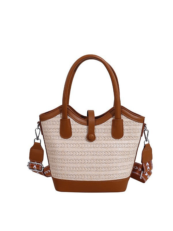 Women's Large Capacity Woven Fashion Straw Seaside Bucket Bags