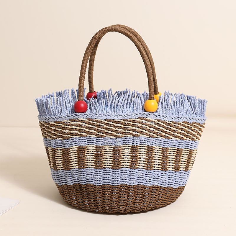 Women's Cute Wooden Bead Portable Loose Edge Women's Handbag
