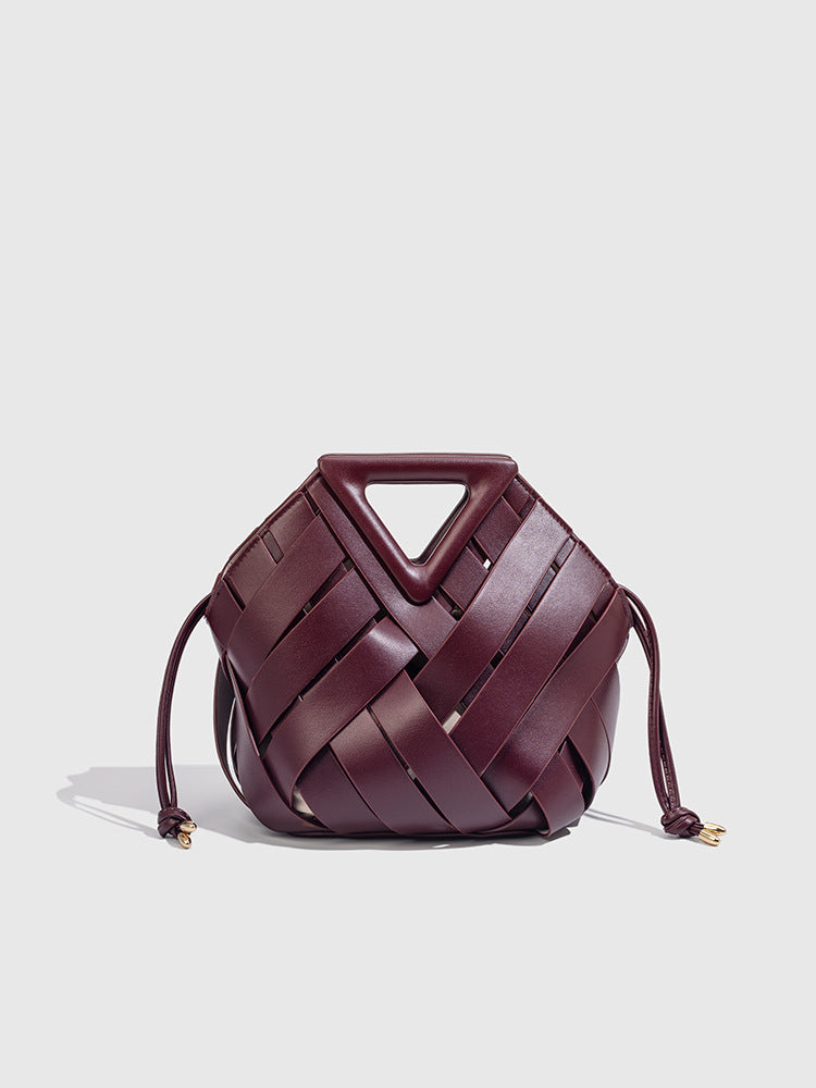 Women's Vegetable Basket Triangle Magnetic Woven Hollowed Women's Handbag
