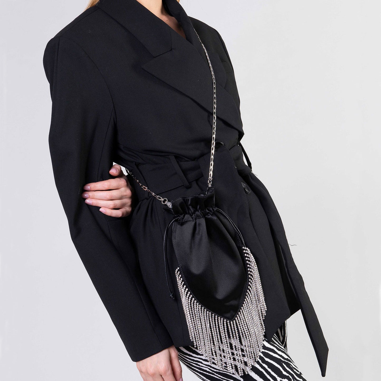Women's French Satin Tassel Mobile Shiny Chain Women's Shoulder Bag