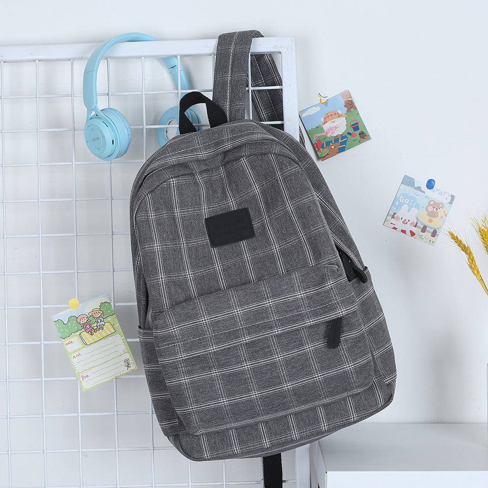 Male Female Simple Plaid Mori High Backpacks