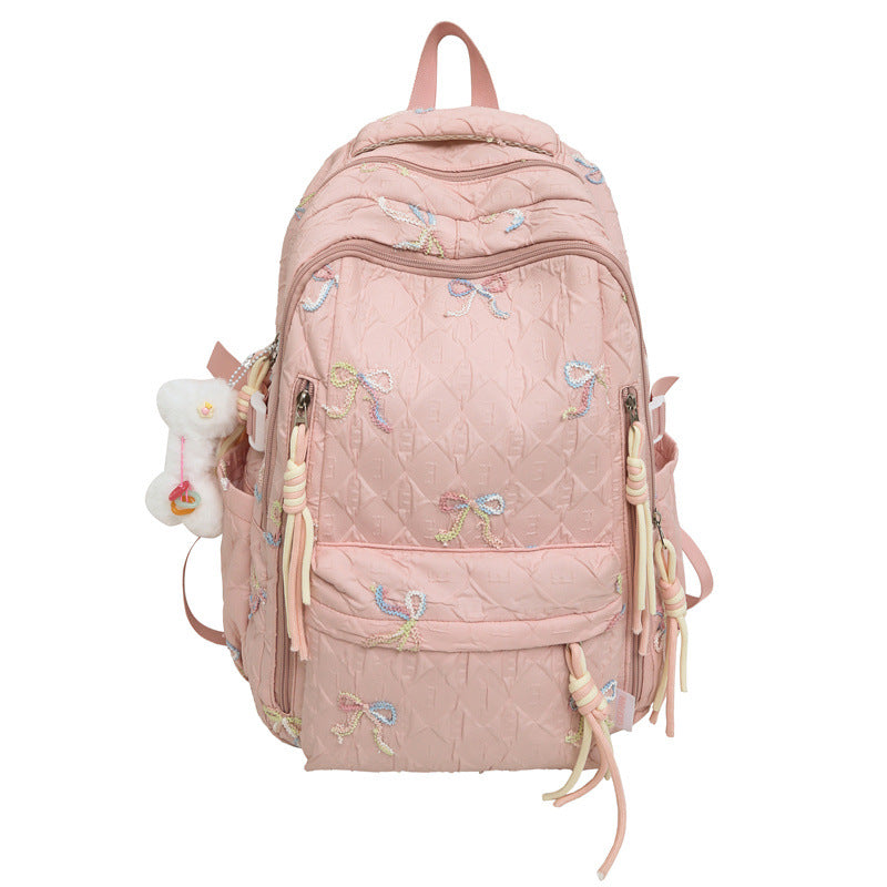 Women's Bow Style Versatile Large Capacity Early High College Student Schoolbag