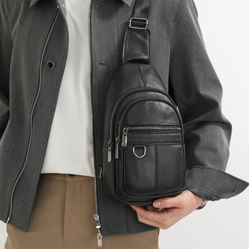 Men's Leather Business Leisure Large Capacity Portable Bags