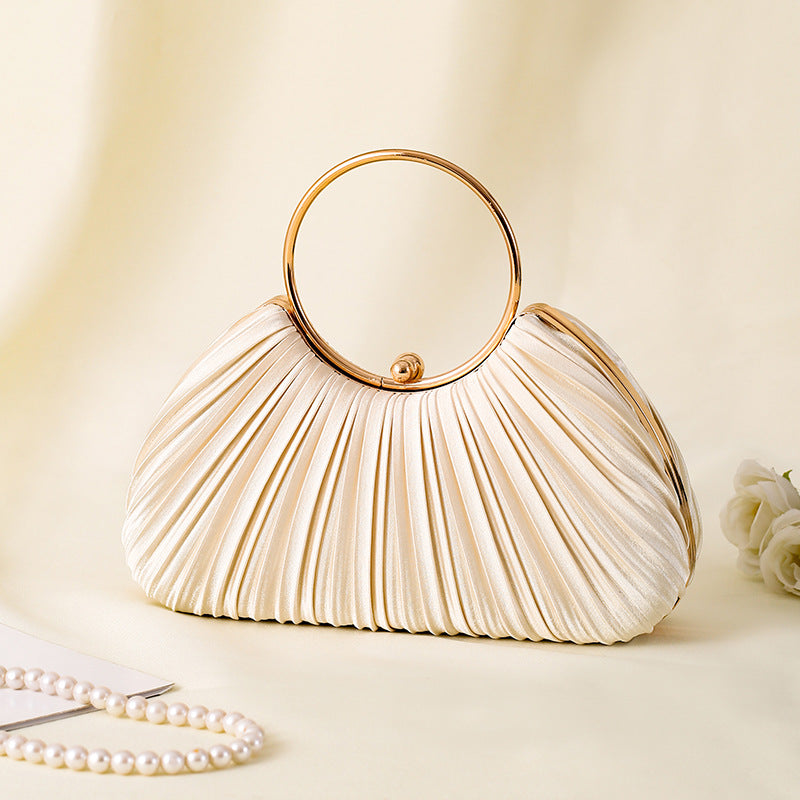 Women's Pleated Temperament Banquet Clutch Dress Garment Handbags
