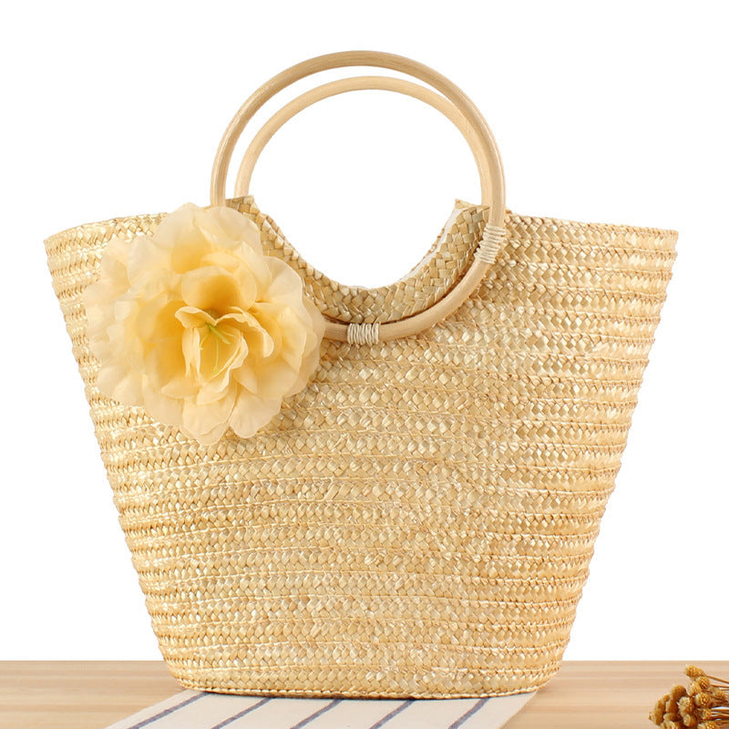 Rattan Straw Hand-woven Seaside Vacation Graphy Handle