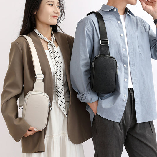Men's Leather Trendy First Layer Cowhide Men's Chest Bag