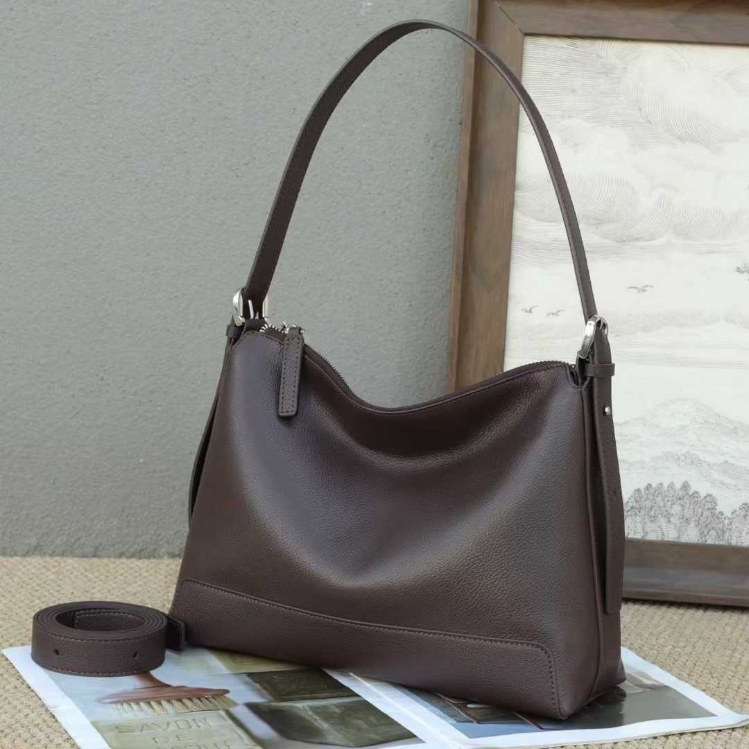 Cowhide Retro Large Capacity Dumpling Fashion Genuine Tote Bags