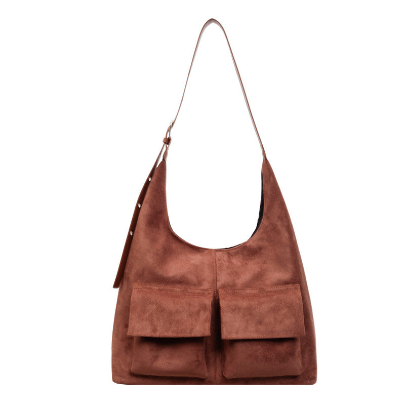 Women's Suede Underarm Versatile Retro One Large Capacity Women's Shoulder Bag