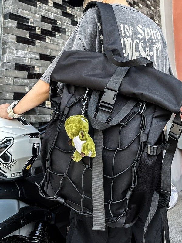 Men's Locomotive Style High Sense Tooling Trendy Riding Leisure Backpack