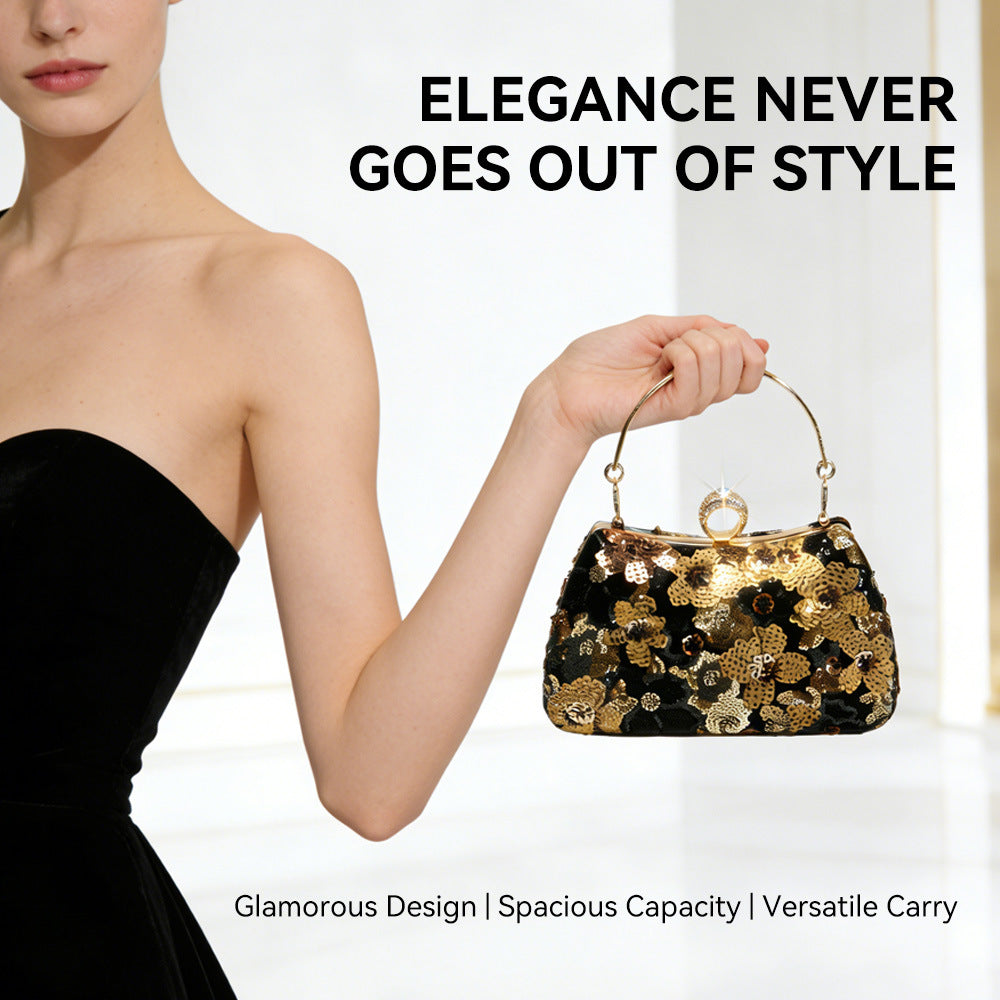 Women's Retro Sequined Flower Dinner Fashion Chain Women's Handbag