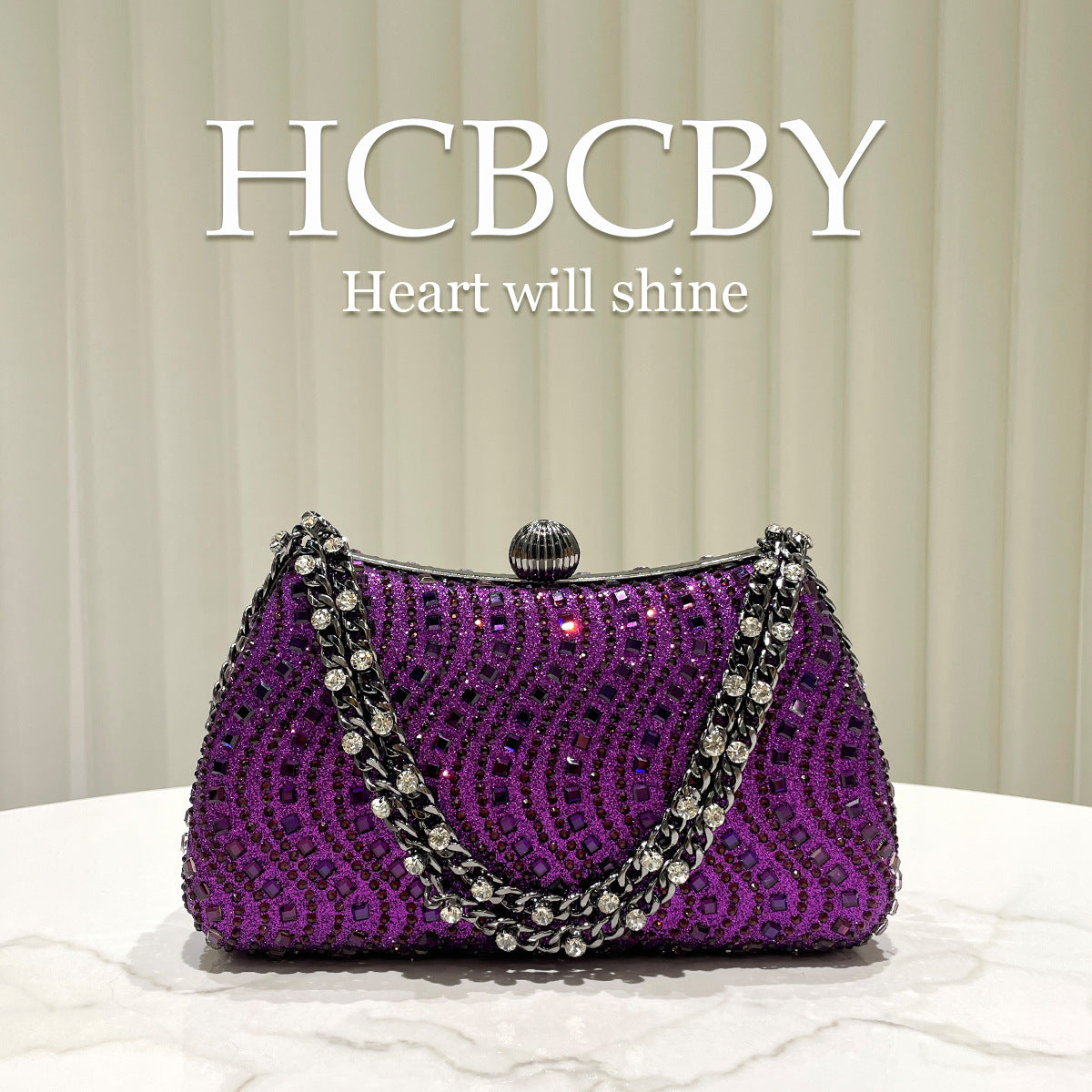 Women's Shiny Luxury Rhinestone Ornament Fashionable Elegant Dinner Bag