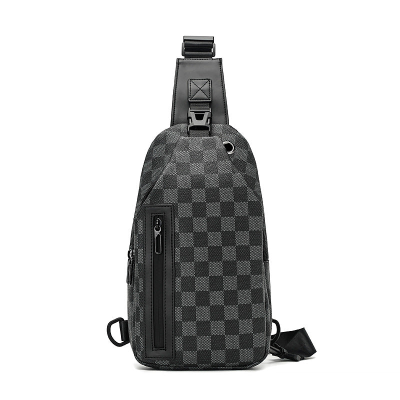 Men's Classic Plaid Simple For Business Men's Shoulder Bags