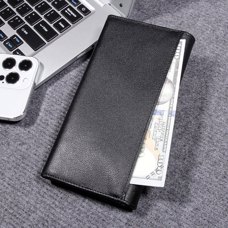Men's Layer Cowhide Long Genuine Leather Soft Business Men's Wallets