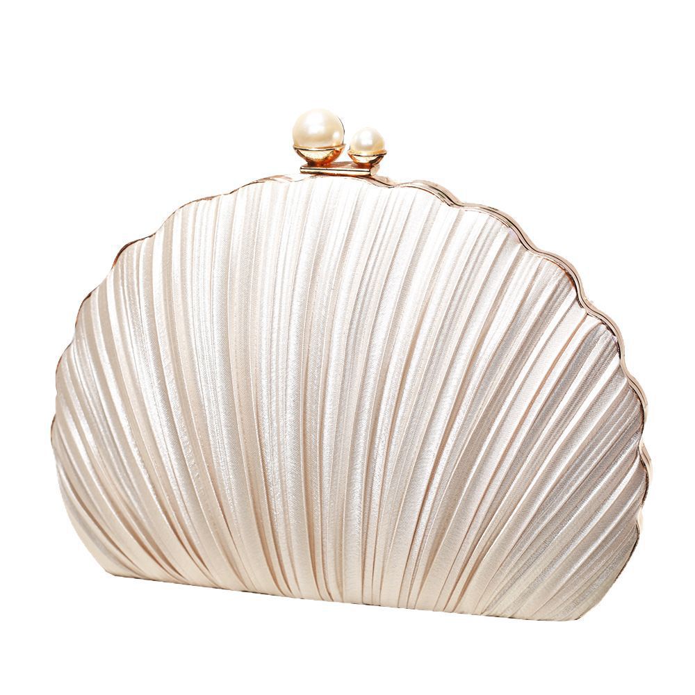 Glamorous Shell Pleated Clutch Banquet Dress Dinner Bag