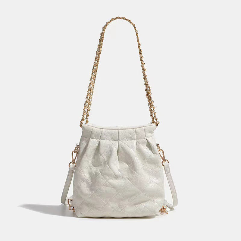 Charles Keith Portable Hobo Rhombus Chain Fashion Large Capacity Trendy Tote Bag