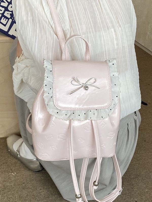 Korean Style Sweet Bow Female Design Cute Kitten Leisure Backpack