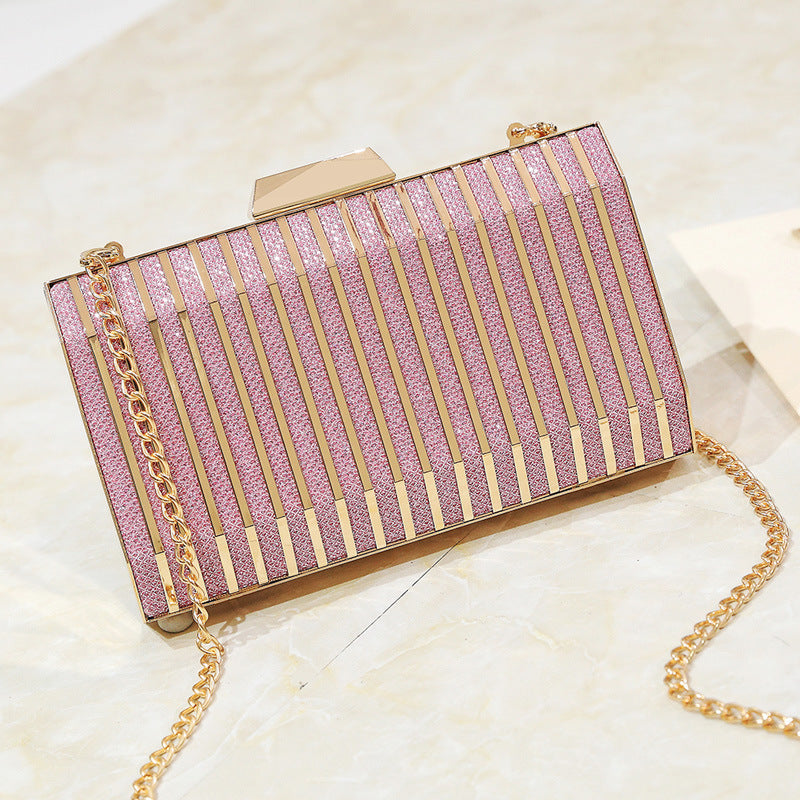 Stylish Elegant Metallic Dress Clutch Chain Small Square Bags