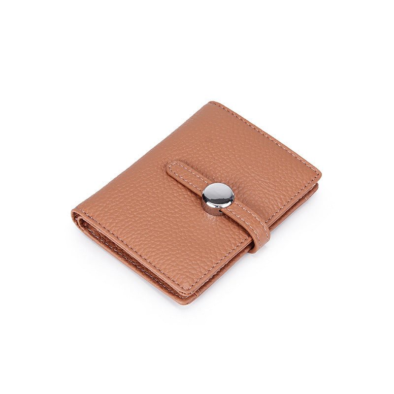 Women's First Layer Cowhide Short Trendy Genuine Leather Coin Purses