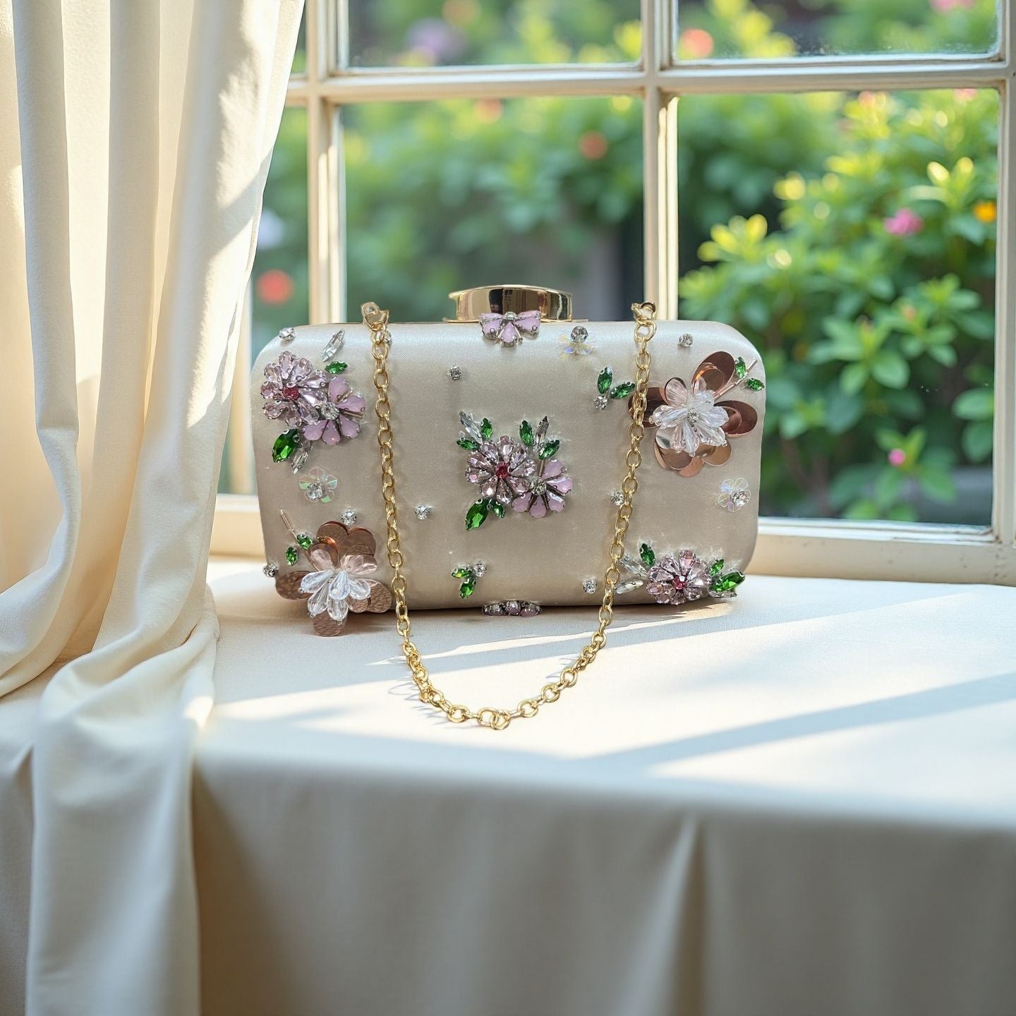 Colored Diamond Flower Wedding Party Sweet Fresh Dinner Bag