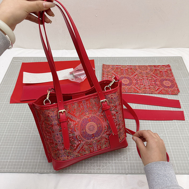 Chinese Style Pattern Material Handmade Big Women's Shoulder Bag