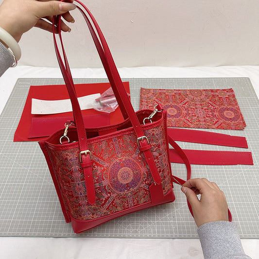 Chinese Style Pattern Material Handmade Big Women's Shoulder Bag