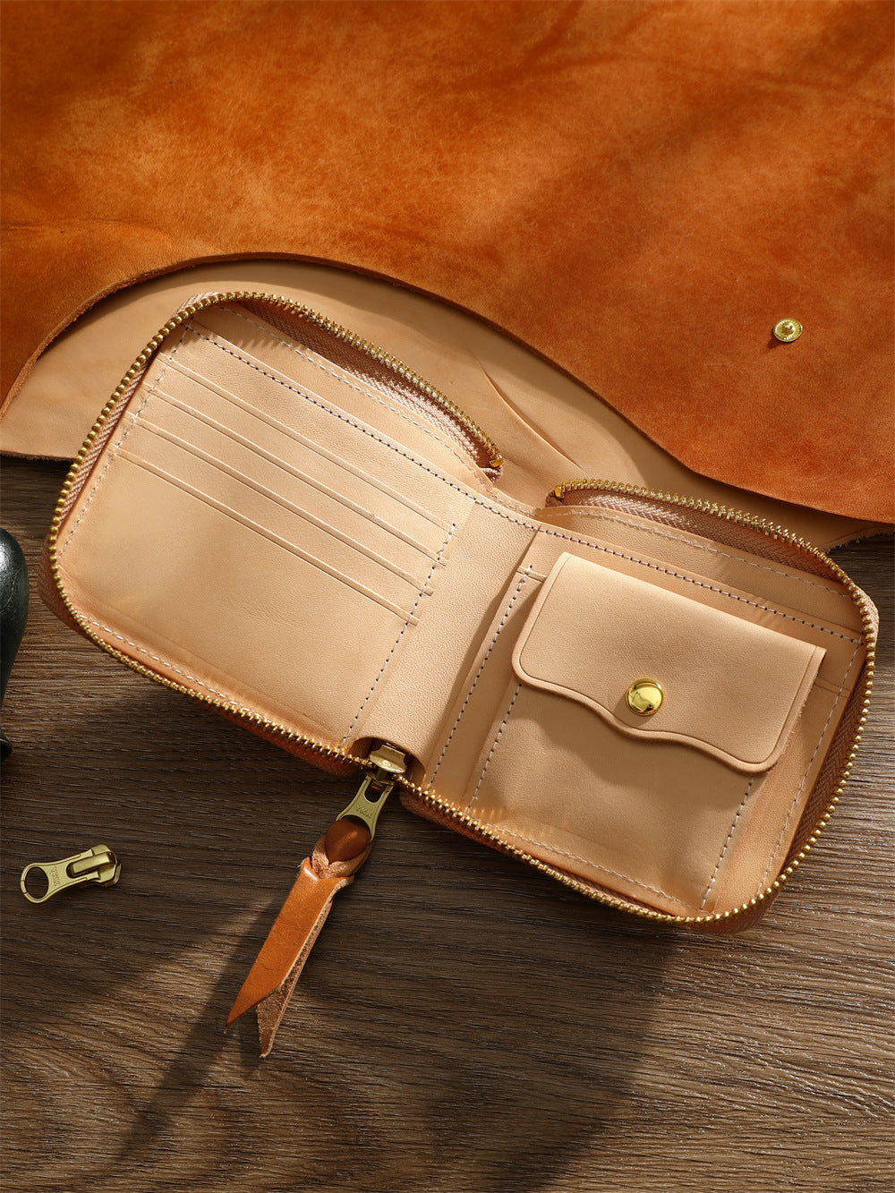 Men's Retro Vegetable Tanned Leather Cowhide Short Genuine Personality Men's Wallet