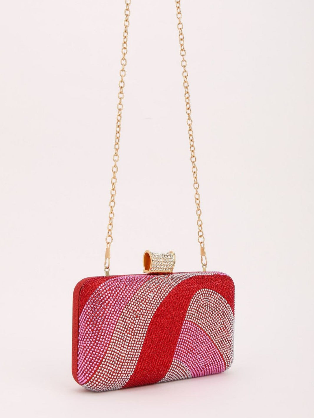 Light Luxury Contrast Color Shiny Rhinestone Clutch Banquet Bags