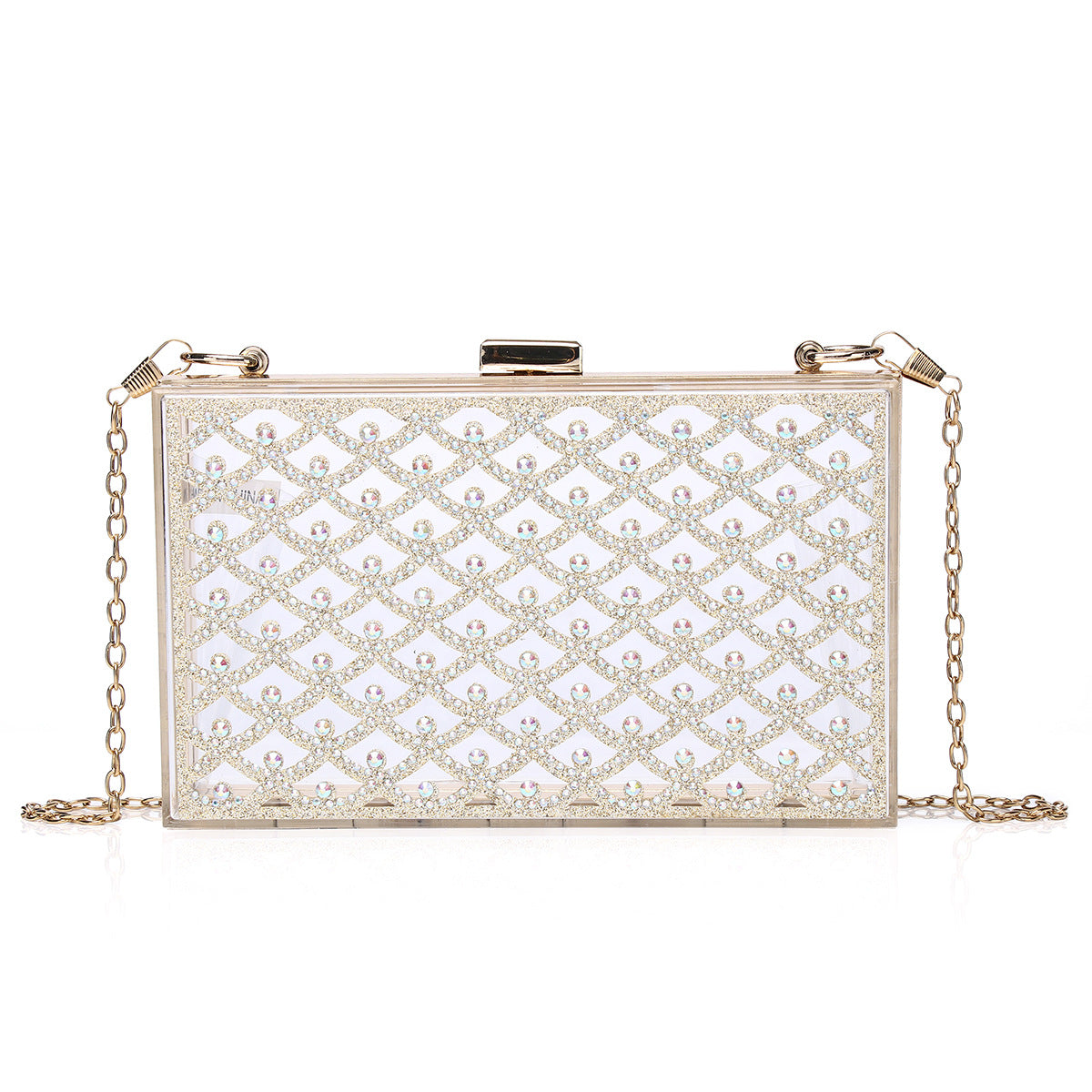 Transparent Acrylic Fashion Diamond Box Chain Dinner Bag