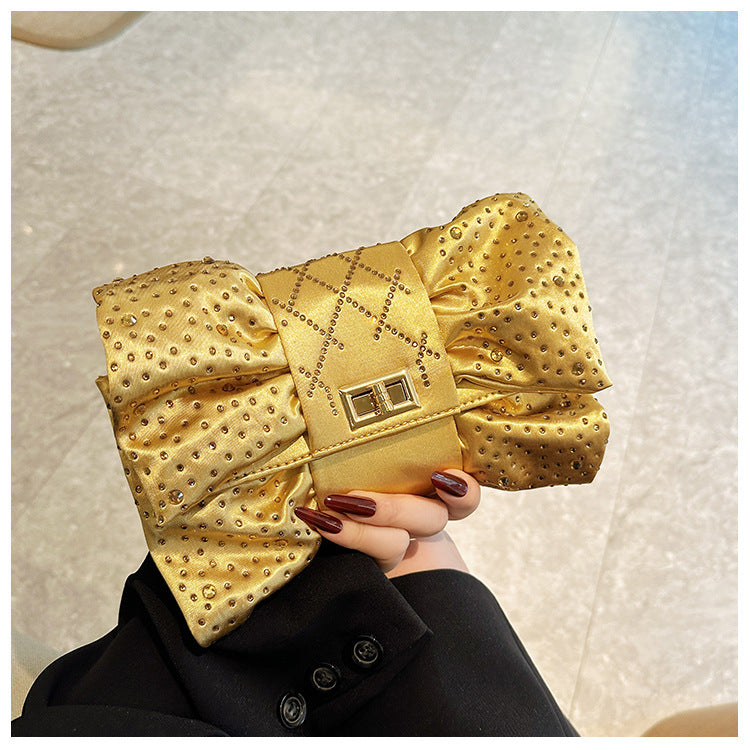 Bow Full Diamond Light Luxury Banquet Clutch Dinner Bag