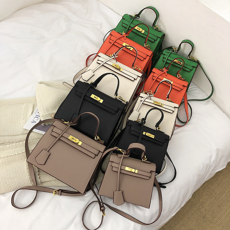 Women's Large Capacity Lychee Pattern Kelly Fashion Handbags