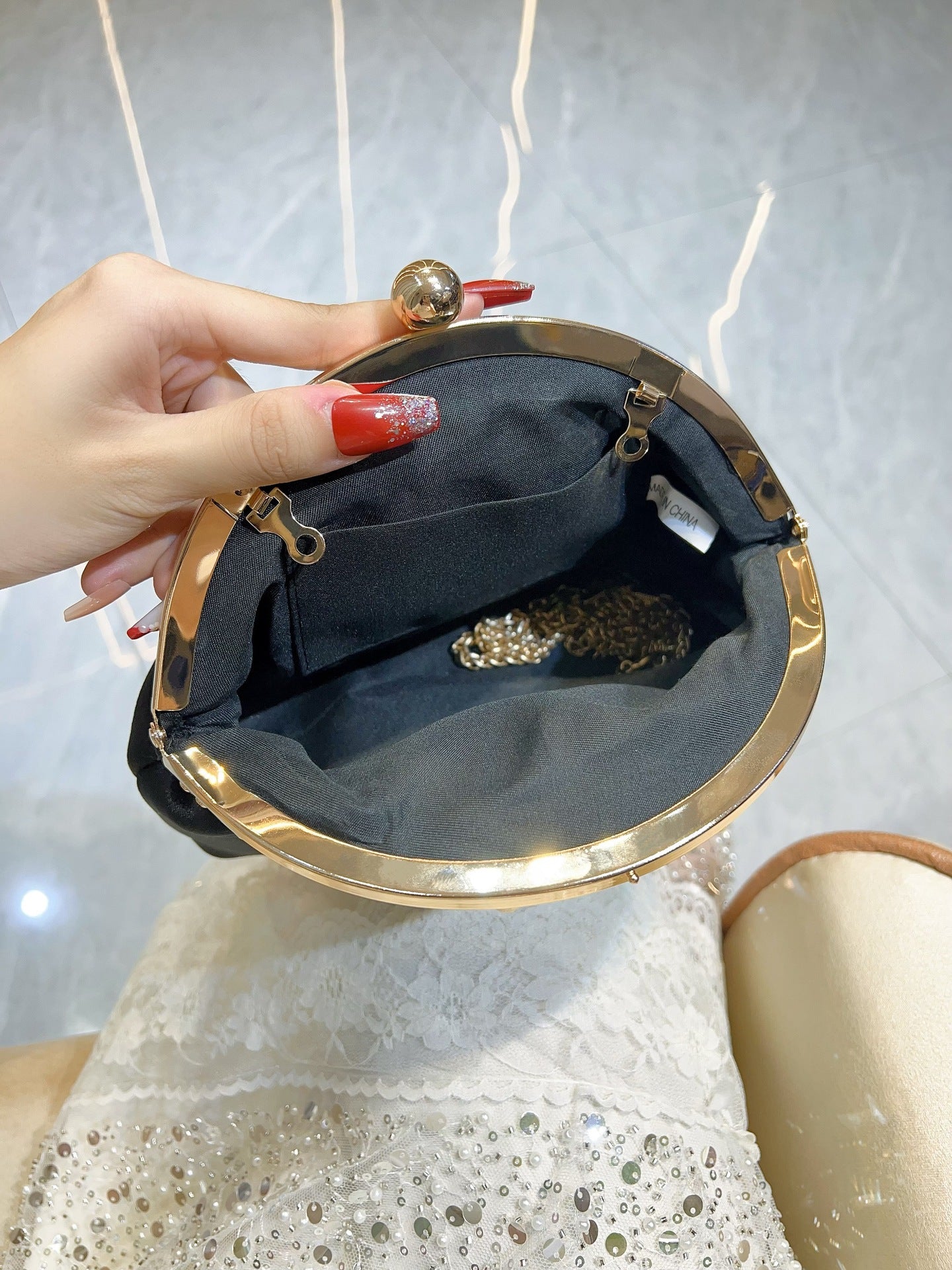 Versatile Women's Suede Clutch High-grade Diamond Dinner Bag