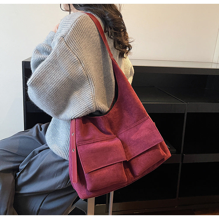 Women's Suede Underarm Versatile Retro One Large Capacity Women's Shoulder Bag