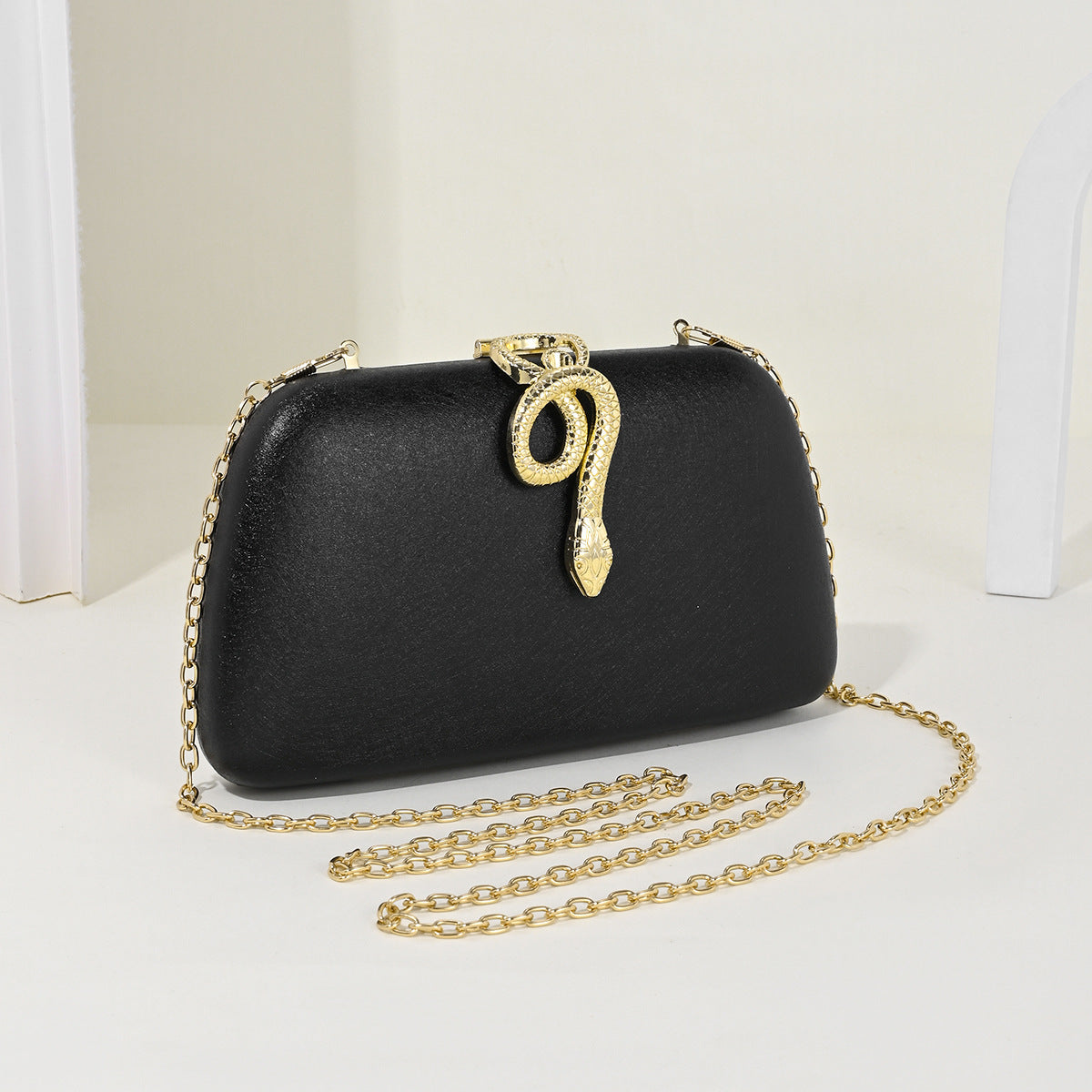 Metal Snake-shaped Design Clutch Dress One Chain Dinner Bag