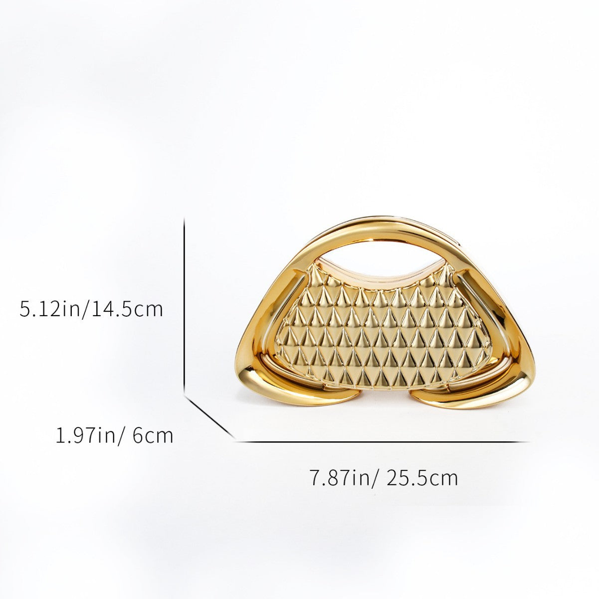 Women's Hard Shell Metal Sense Grid Trapezoid Party Gathering Bags