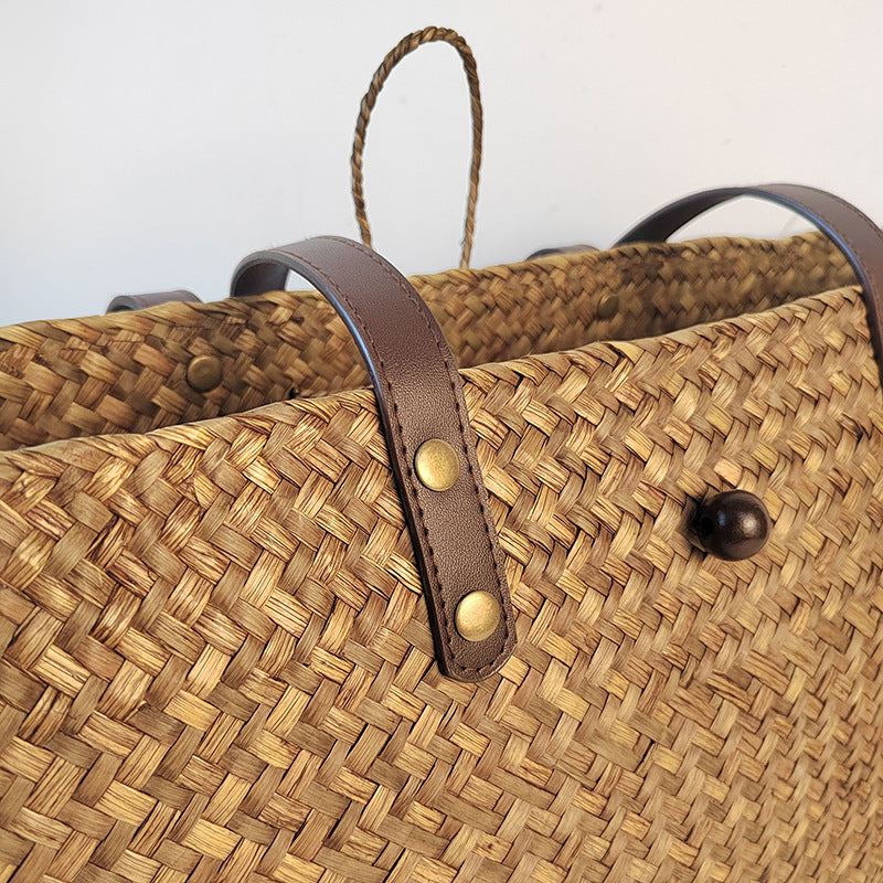 Women's Woven Summer Beach Seaside Commuter Large Capacity Women's Shoulder Bag