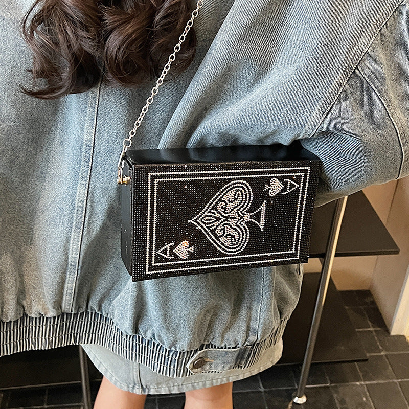Women's Creative Playing Cards Box Rhinestone Versatile Bags