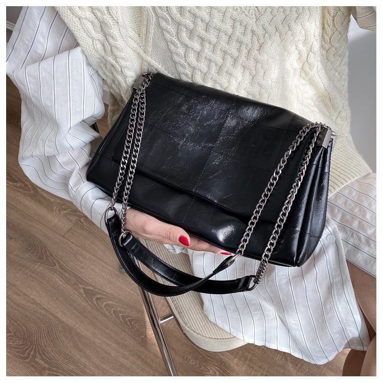Women's Fashion Soft Leather Sewing Chain Women's Shoulder Bag
