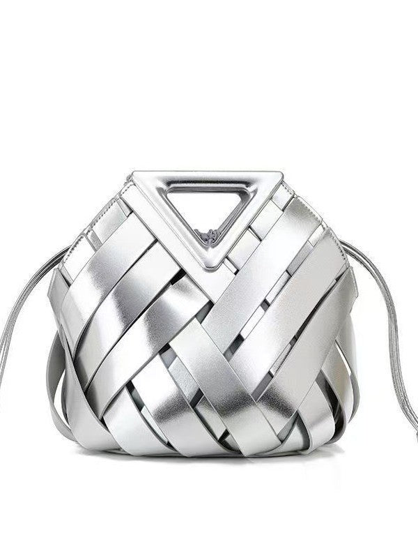 Women's Inverted Triangle Hollow Vegetable Basket Woven Women's Messenger Bag