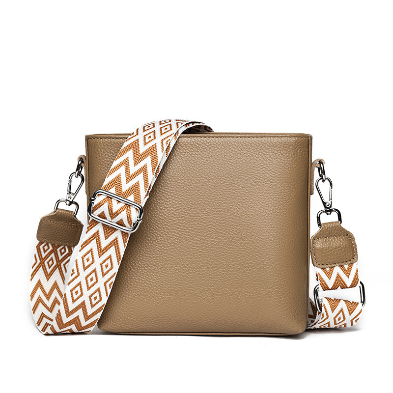 Women's Genuine Leather Niche Solid Color Broadband Top Layer Bags