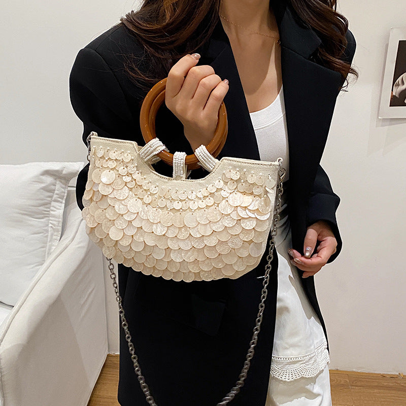 Fairy Handmade Shell Wooden Seaside Vacation Women's Messenger Bag