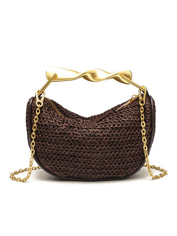 Women's Home Metal Gold Mini Straw Zipper Women's Handbag