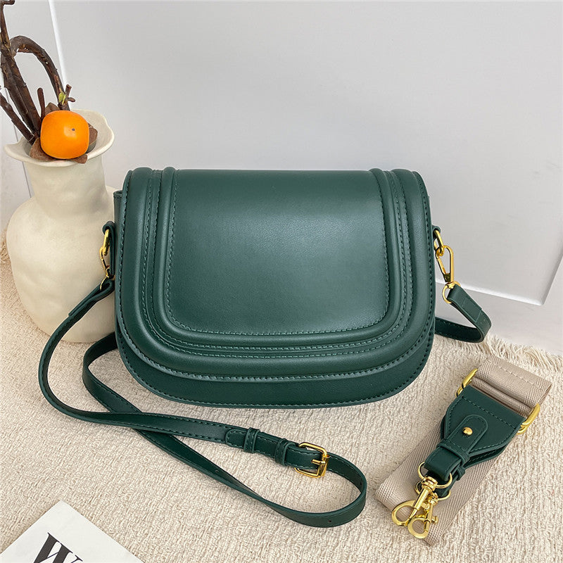 Retro Solid Color Saddle Niche Texture Portable Women's Messenger Bag