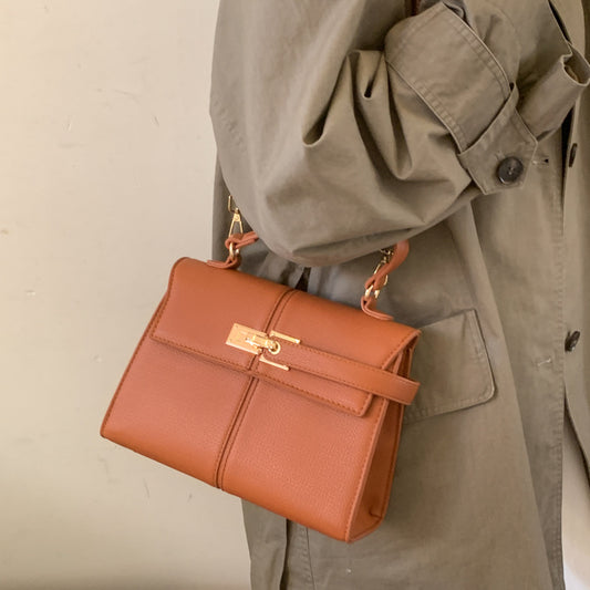 Textured Lychee Pattern Fashionable Mild Luxury Retro Women's Shoulder Bag