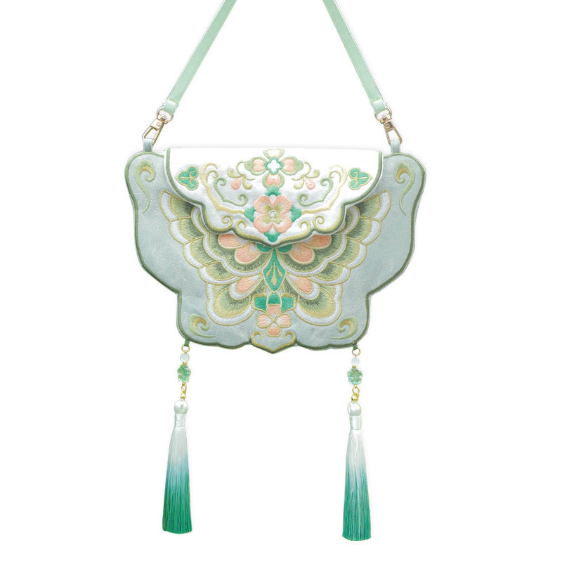 Li Ancient Style Han Chinese Clothing Butterfly Flap Embroidered Women's Messenger Bag