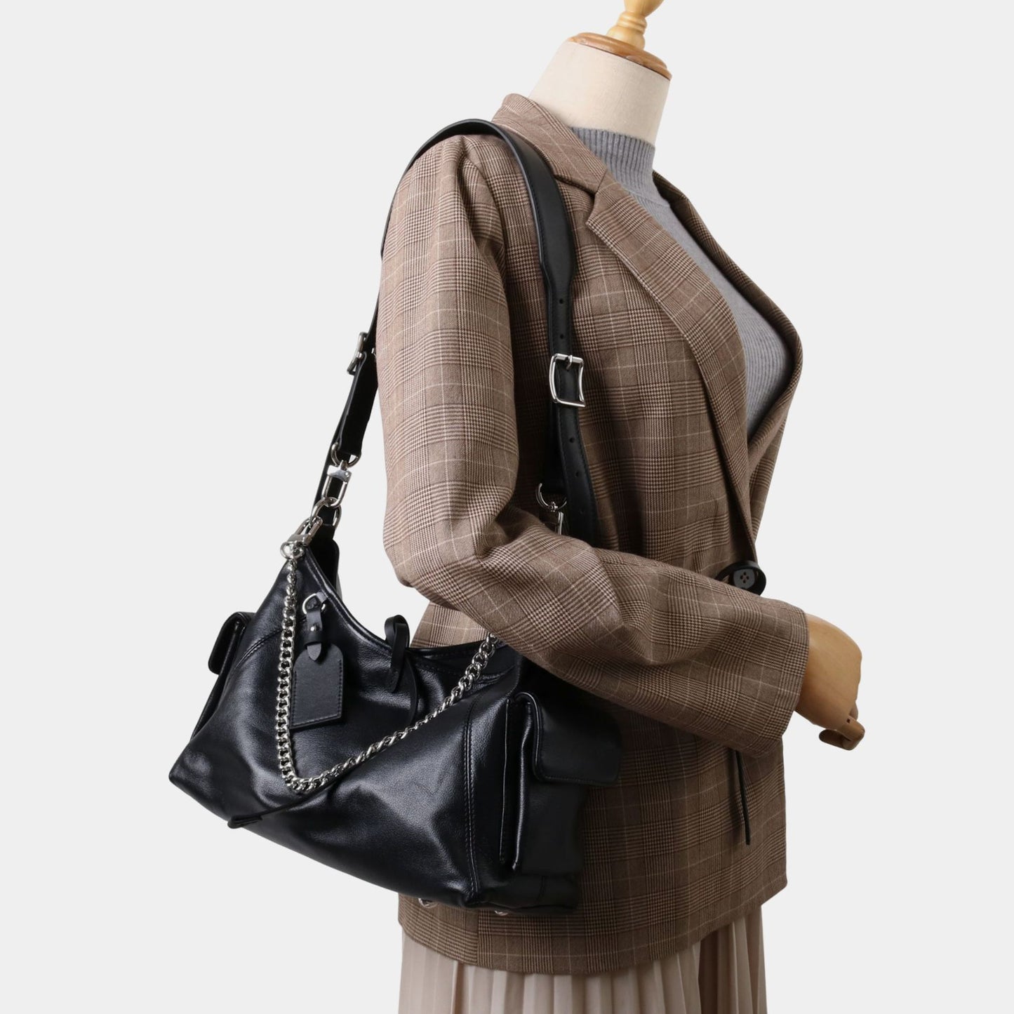 Women's Soft Motorcycle First Layer Cowhide Leather Women's Shoulder Bag