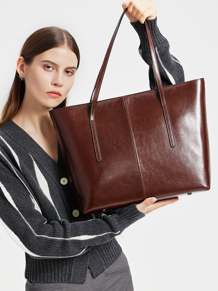 Women's Vintage Cowhide Big Large Capacity Leather Tote Bags