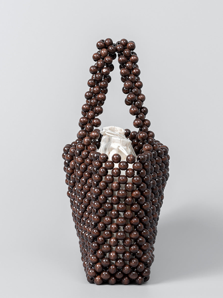 Women's Summer Niche Design With Wooden Beads Decoration Bags
