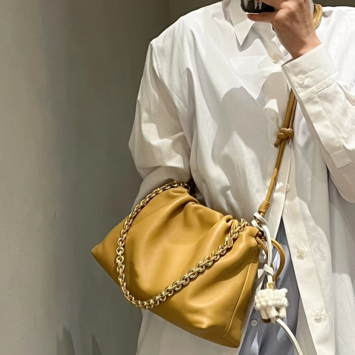 Cloud Drawstring Ruffle Lucky Large Capacity Fashion Women's Messenger Bag