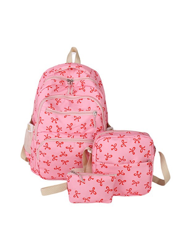 For College Large Capacity Bowknot Full Printing Leisure Backpack