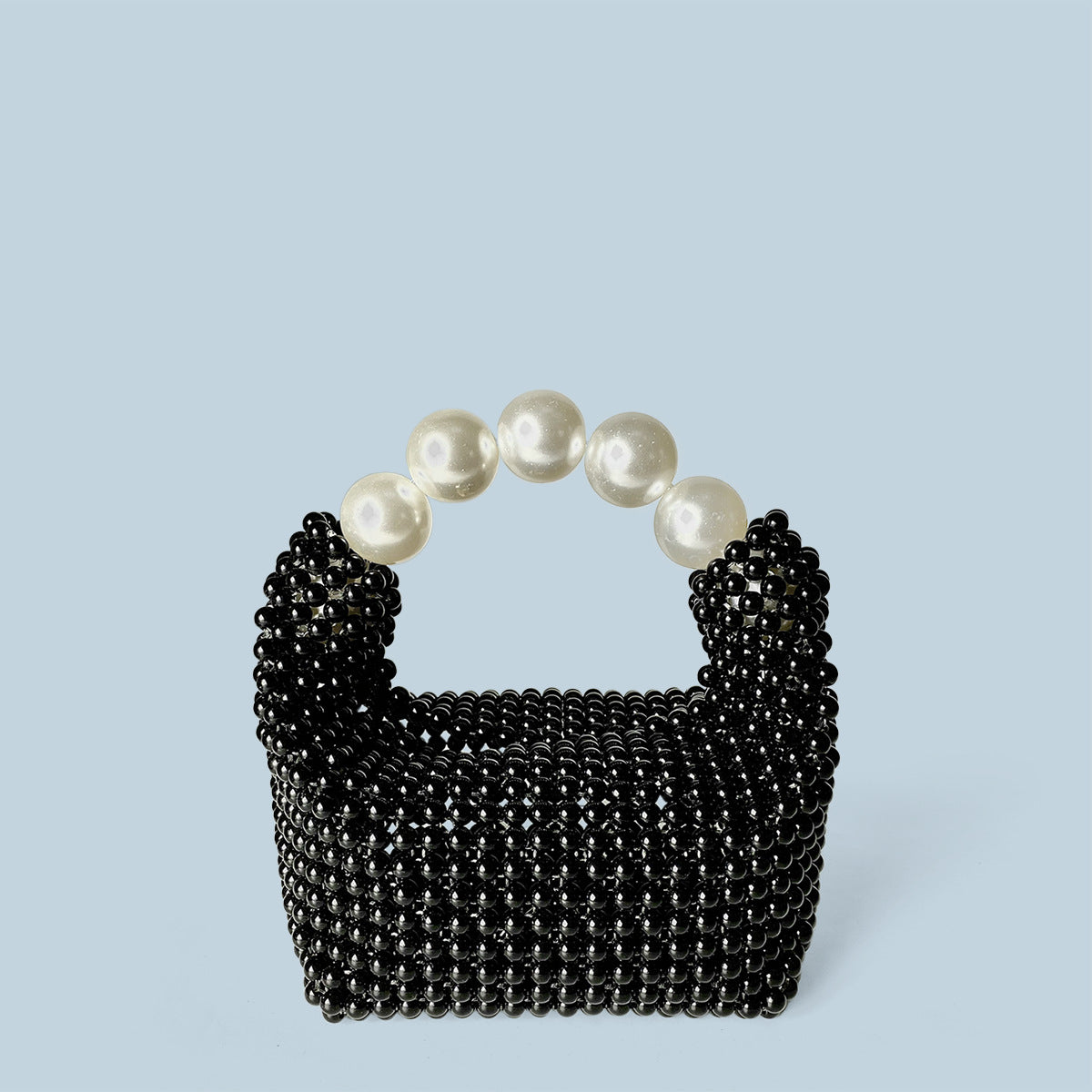 Retro Color Pearl Elegant Hand-woven Beads Boston Women's Handbag
